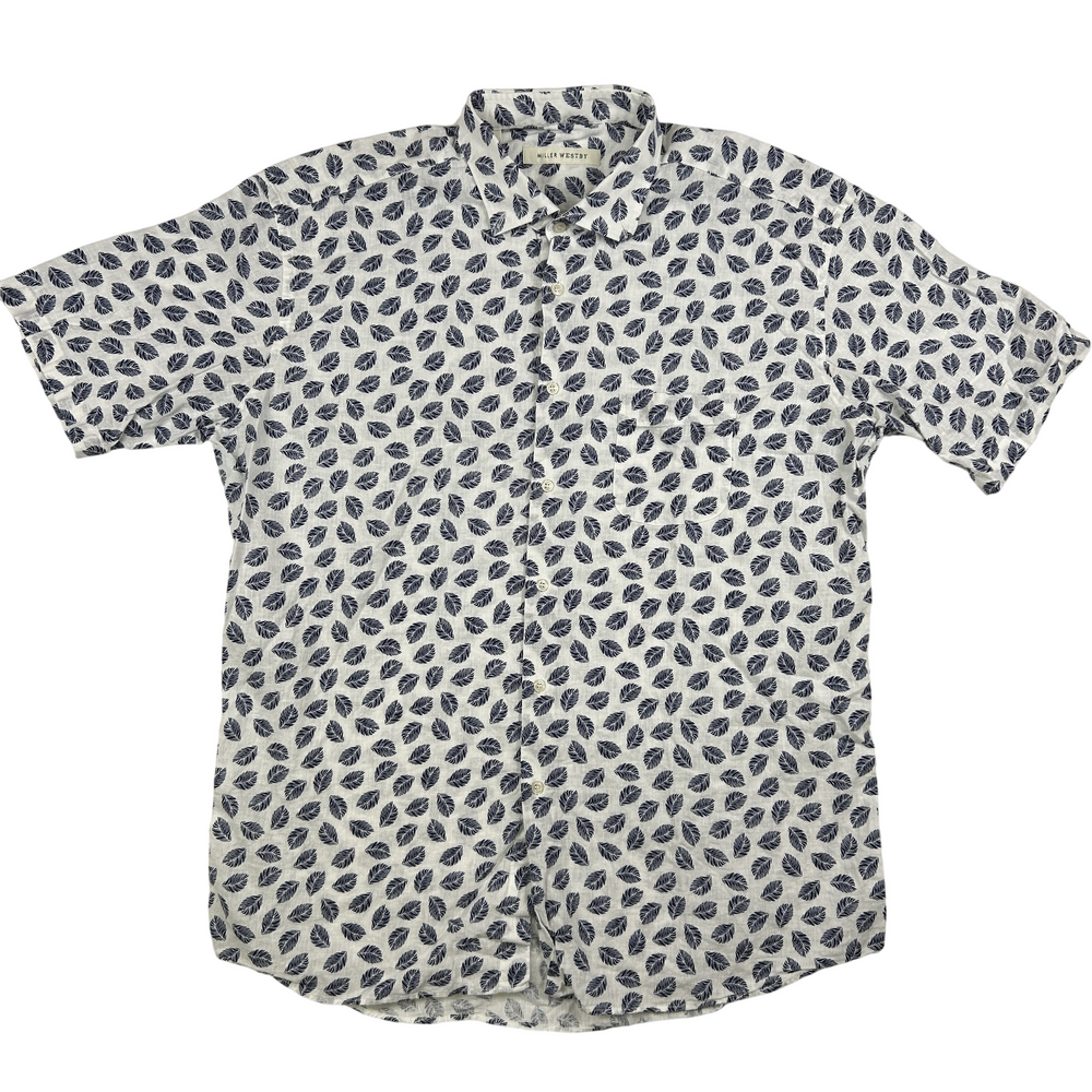 Miller Westby Shirt Mens XL Button Down Leaf Print Short Sleeve Casual